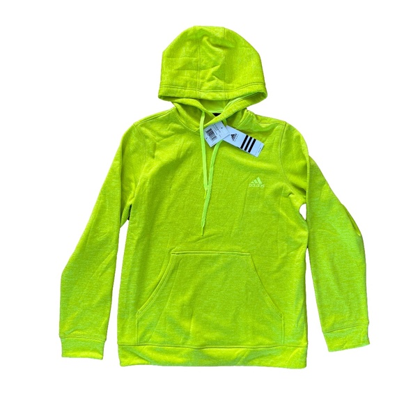 NWT Adidas TI Fleece Hoodie Neon Green Pullover Sweatshirt Size L Streetwear - Picture 1 of 6